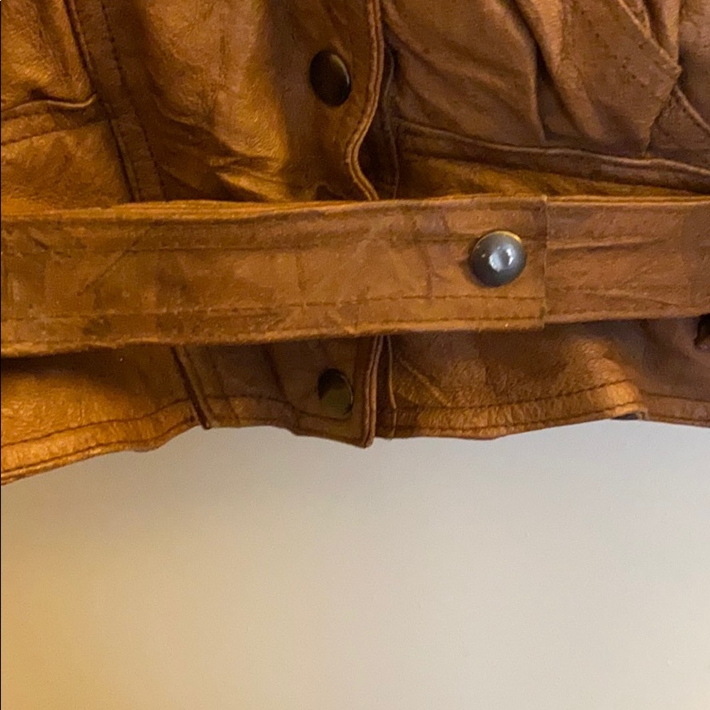Women’s cropped vintage brown leather jacket- s - Picture 6 of 12